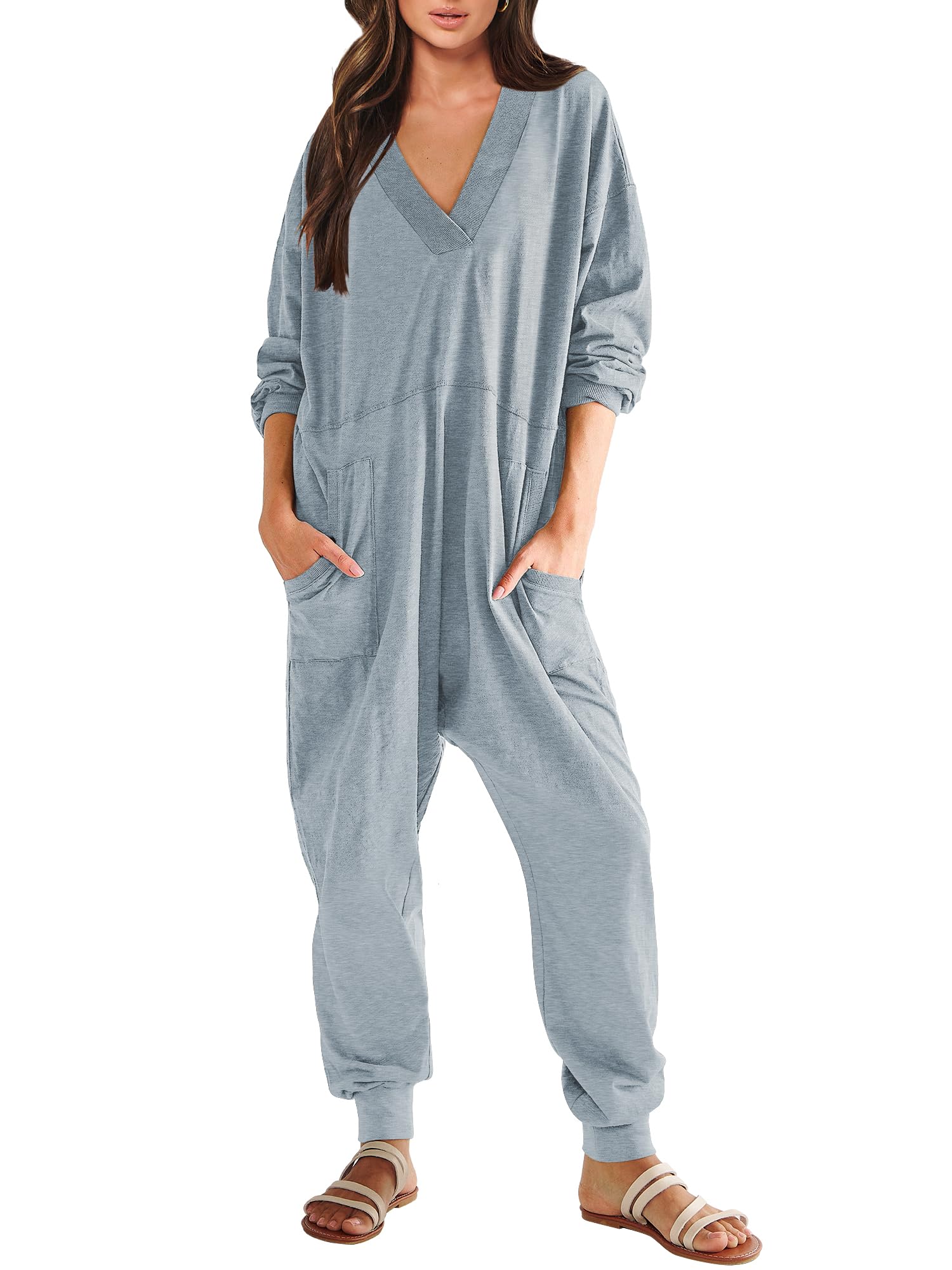 Women's Loose Long Sleeve Jumpsuit with Pockets（BUY 2 FREE SHIPPING）-boocean.com