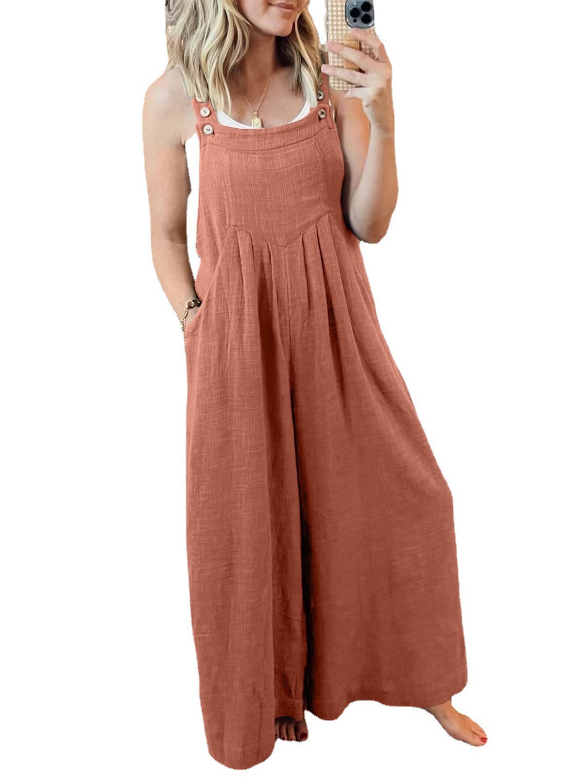 Plus Size Wide Leg Overalls Jumpsuit-boocean.com