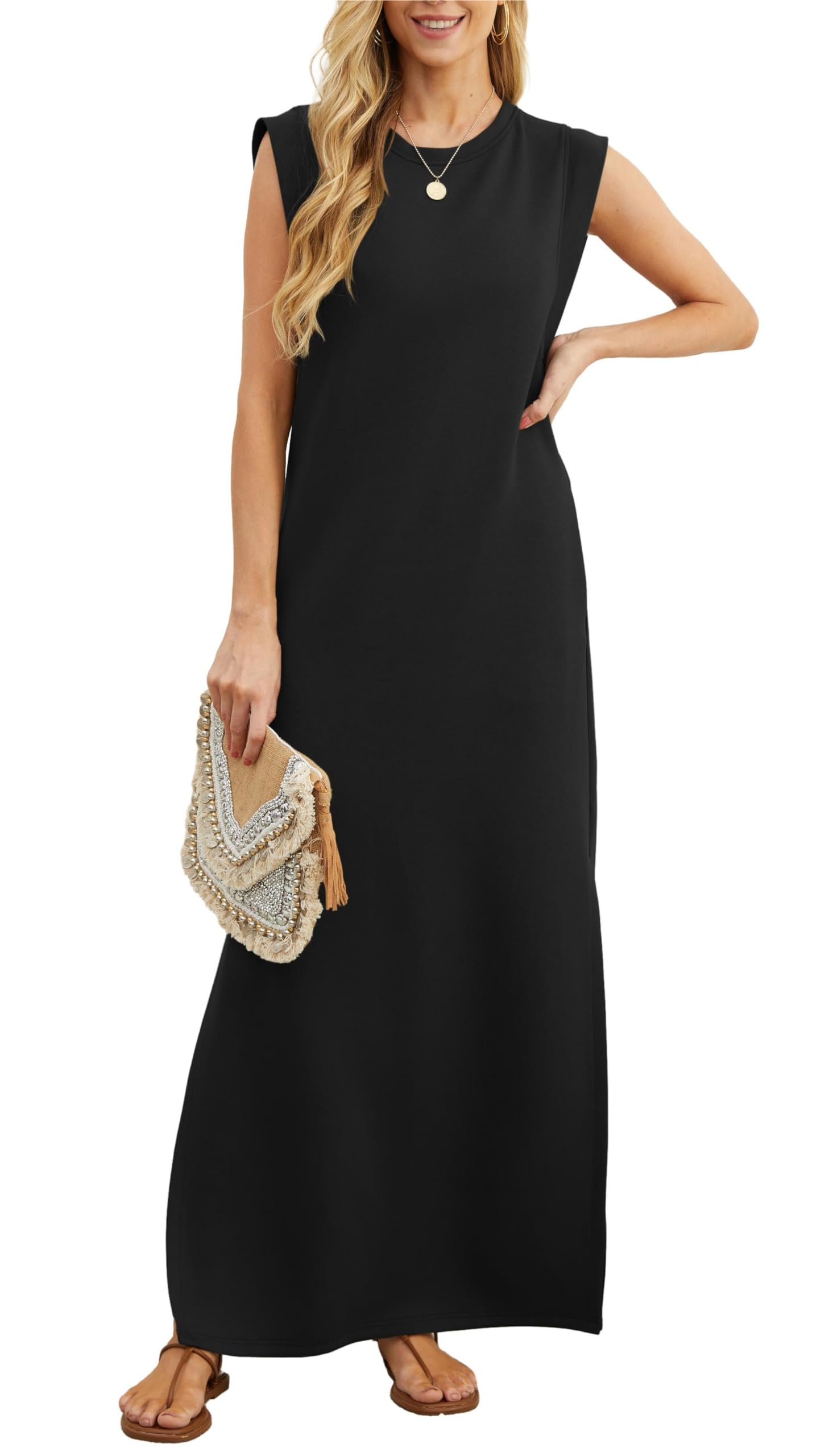 ⏰Hot Sale-Women Summer Casual Loose Split Wrinkle-Free Long Dress(Buy 2 Free Shipping)