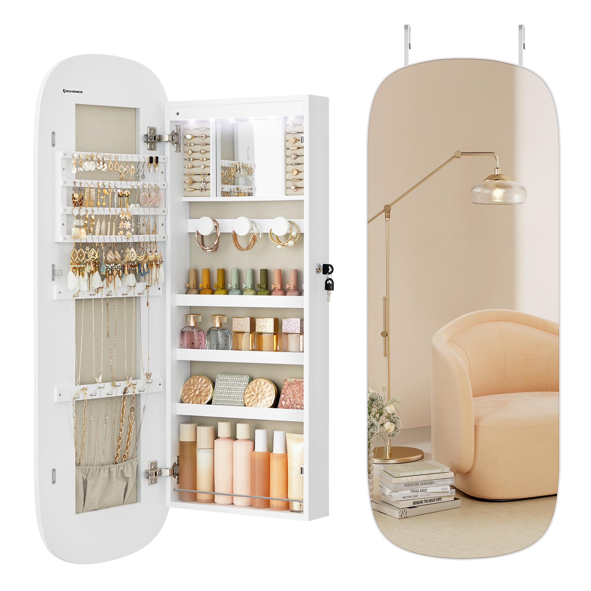 LED Jewelry Cabinet Wall or Door Mounted