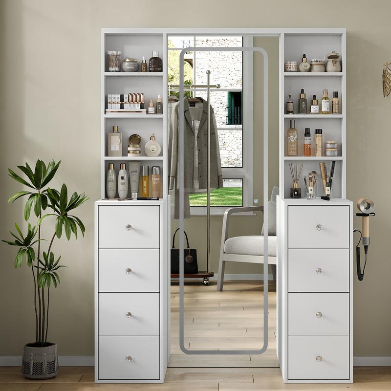 FUSOU Vanity Desk with Full Length LED Mirror