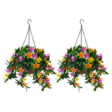 🎉𝗧𝗼𝗱𝗮𝘆'𝘀 𝗦𝗽𝗲𝗰𝗶𝗮𝗹𝘀💝Buy 2 Get 2 Free ✨Improvements Faux Azalea Flower Hanging Basket - Set of 2