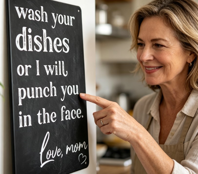 “Wash Your Dishes Or I’ll Punch You In The Face” Funny Metal Sign