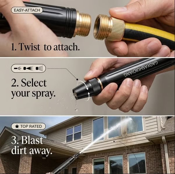 Heavy Duty Adjustable Twist Hose Nozzle Jet Sweeper Nozzle
