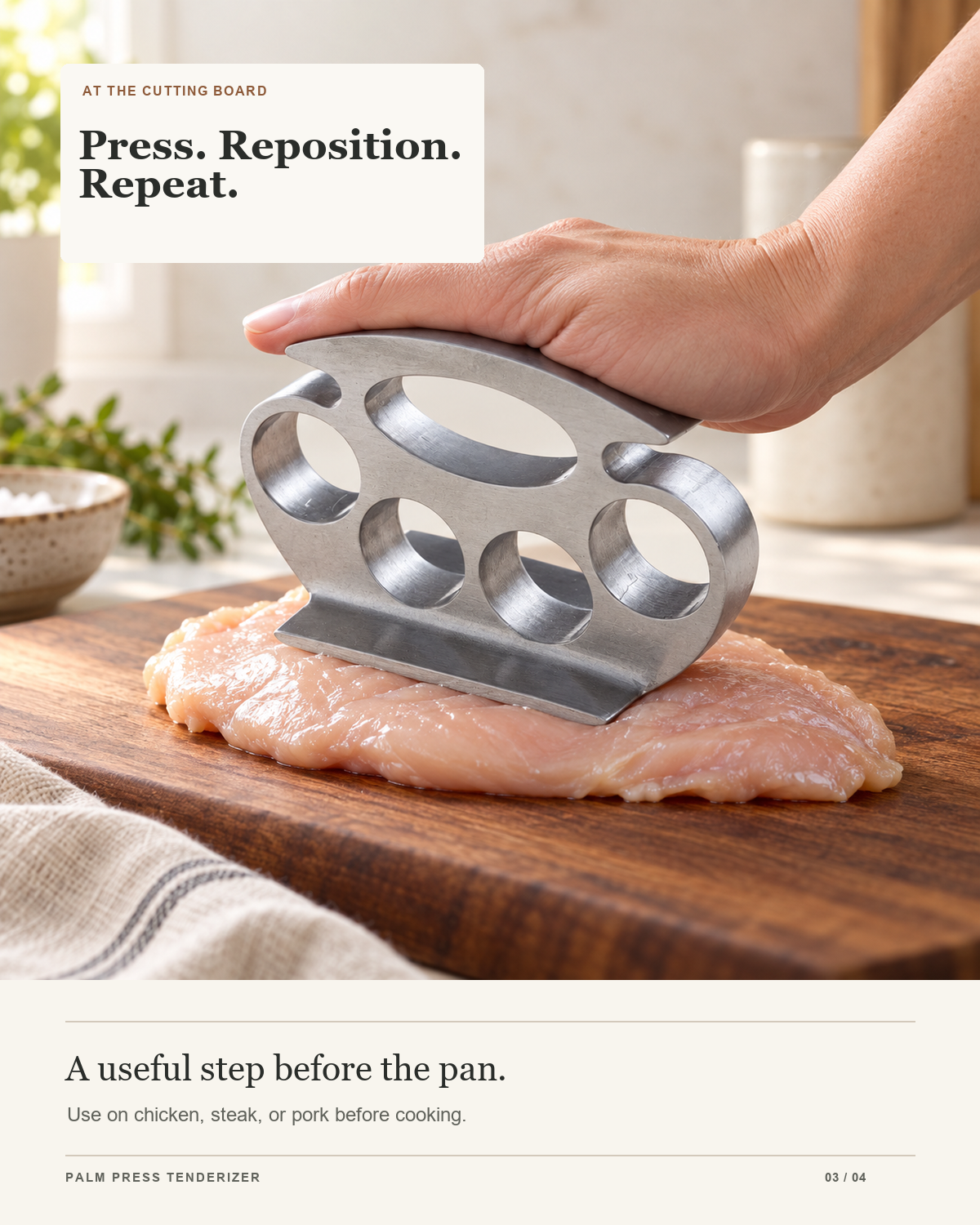 Ergonomic Palm Press Tenderizer