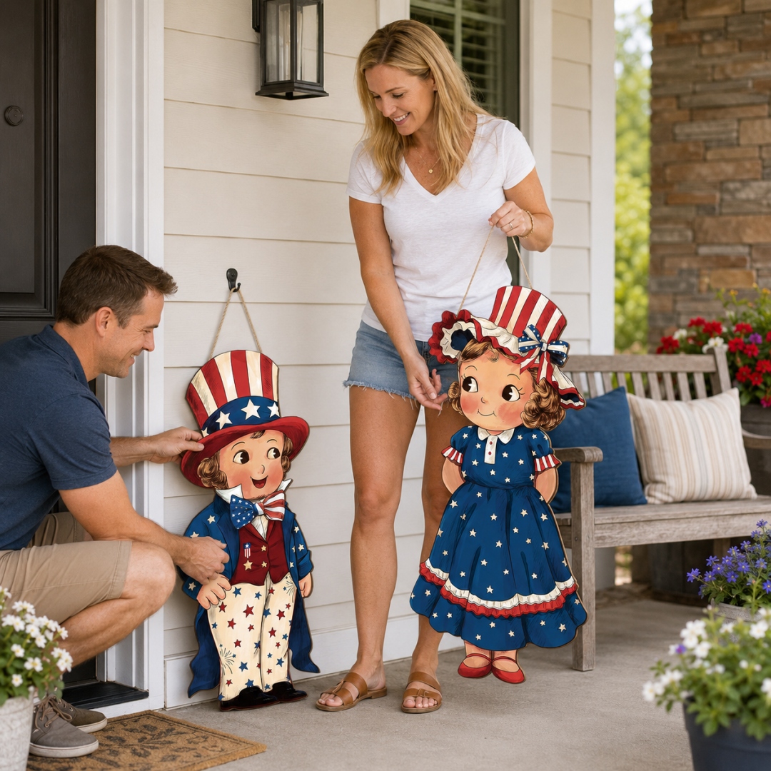 Patriotic Wooden Hanging Door Signs
