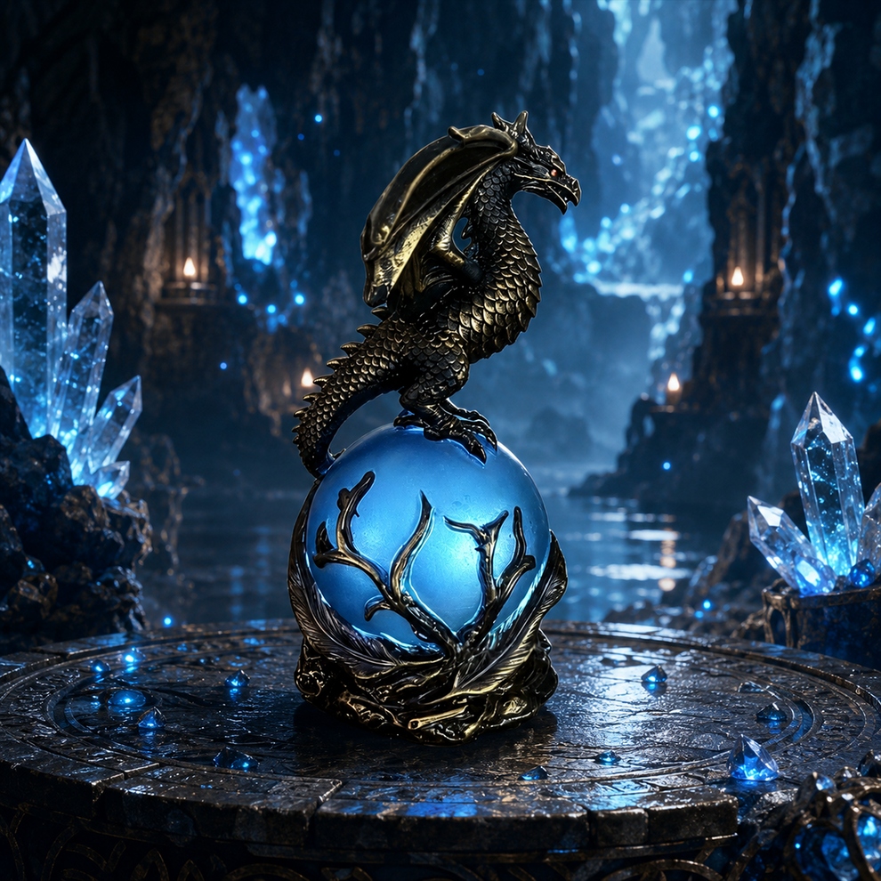 🔮Gothic Dragon LED Crystal Ball Lamp for Dark Aesthetic Decor