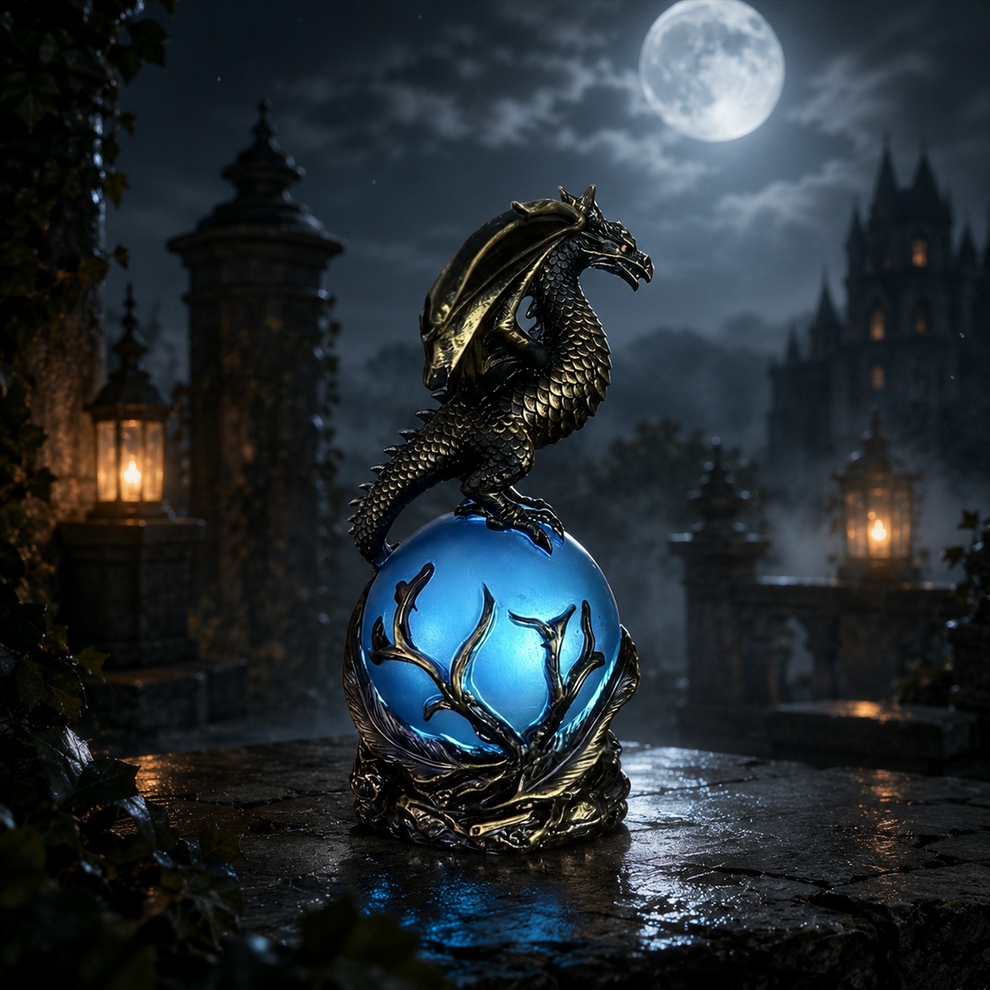 🔮Gothic Dragon LED Crystal Ball Lamp for Dark Aesthetic Decor