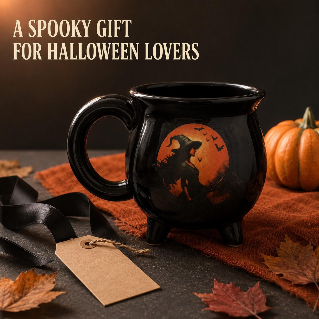 Moonlit Witch Cauldron Cup, Gothic Spooky Halloween Gift for Female Friends, Unique and Stylish Design, Perfect for Celebrations and Parties