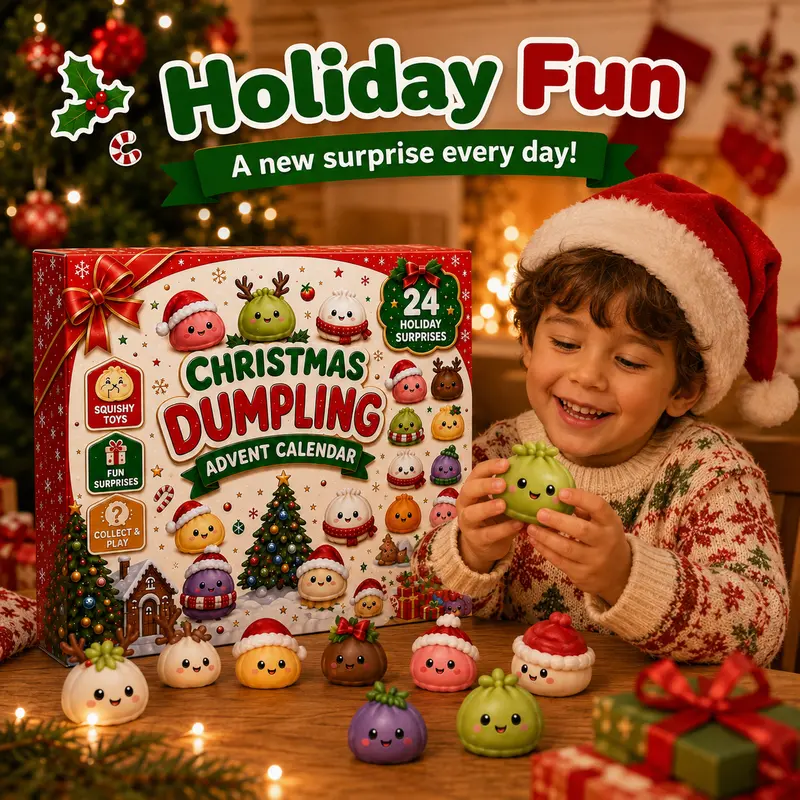 24-Day Dumpling Squishy Toy Countdown Calendar with Glitter Squeeze Toys