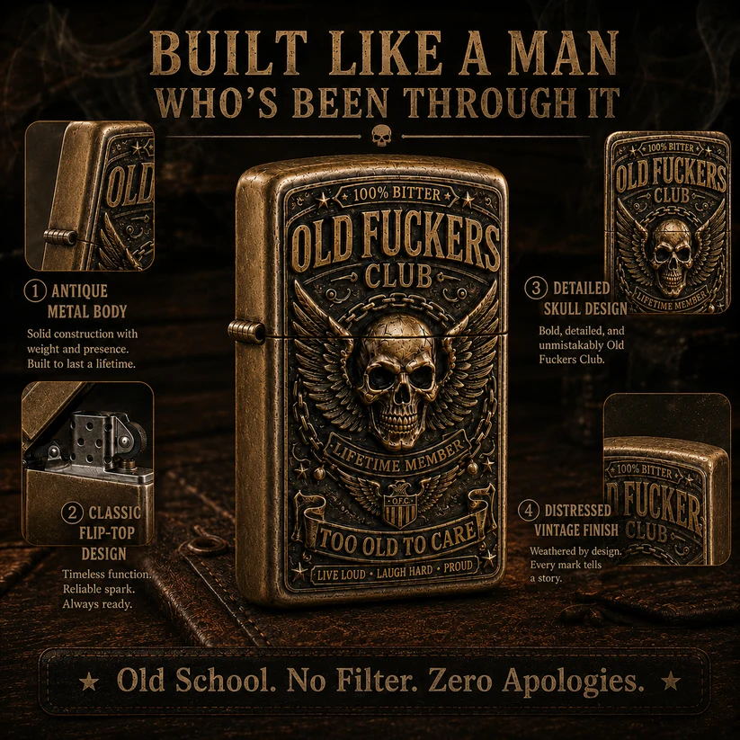 ☠️ Old Fuckers Club Vintage Lighter | 2026 Limited Edition Collectible Metal Lighter