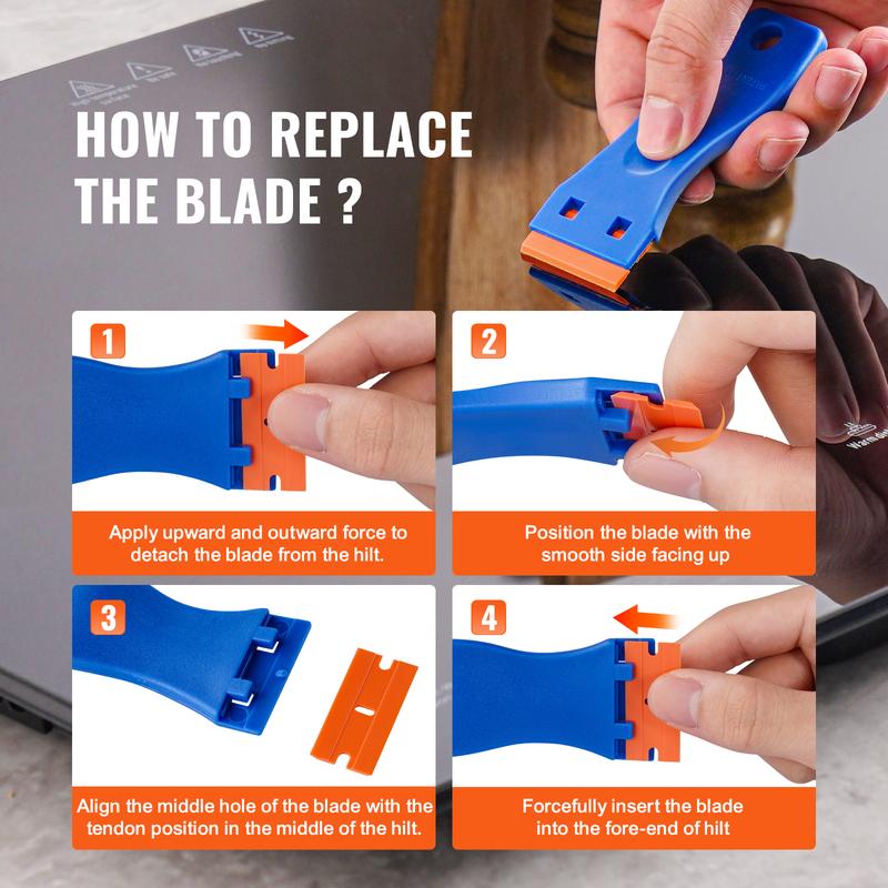 ✨Book Sticker Remover, Plastic Razor Blade Scraper