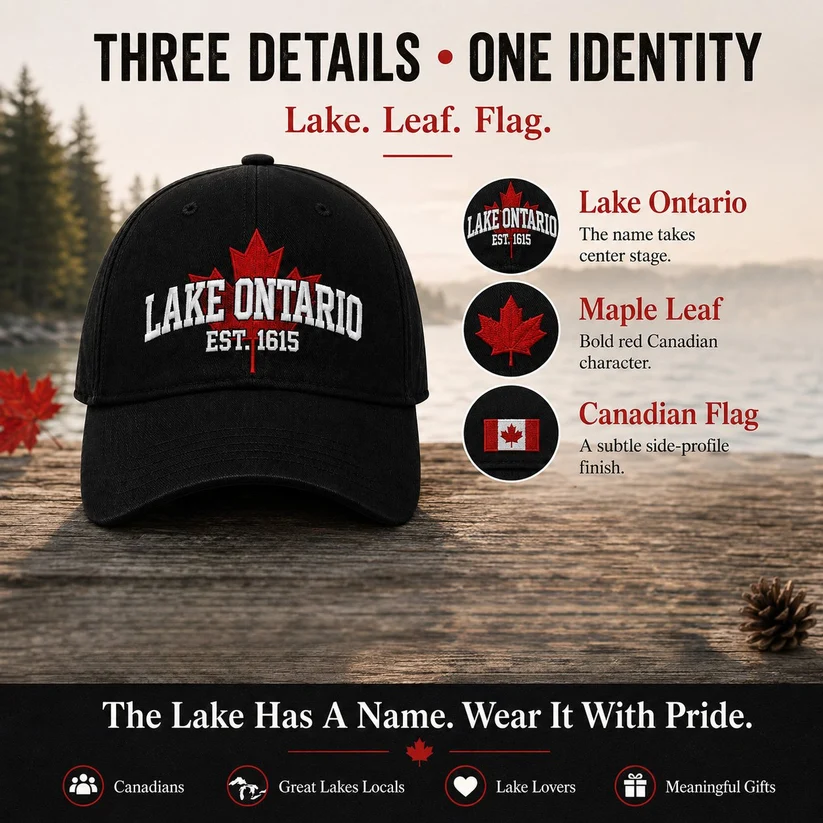 🍁Lake Ontario Forever – Heritage Embroidered Cap (🧢100% Cotton)