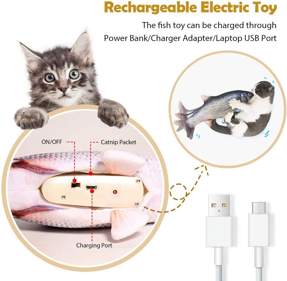 Last Day 50% OFF🐱Electric Moving Cat Fish Toy
