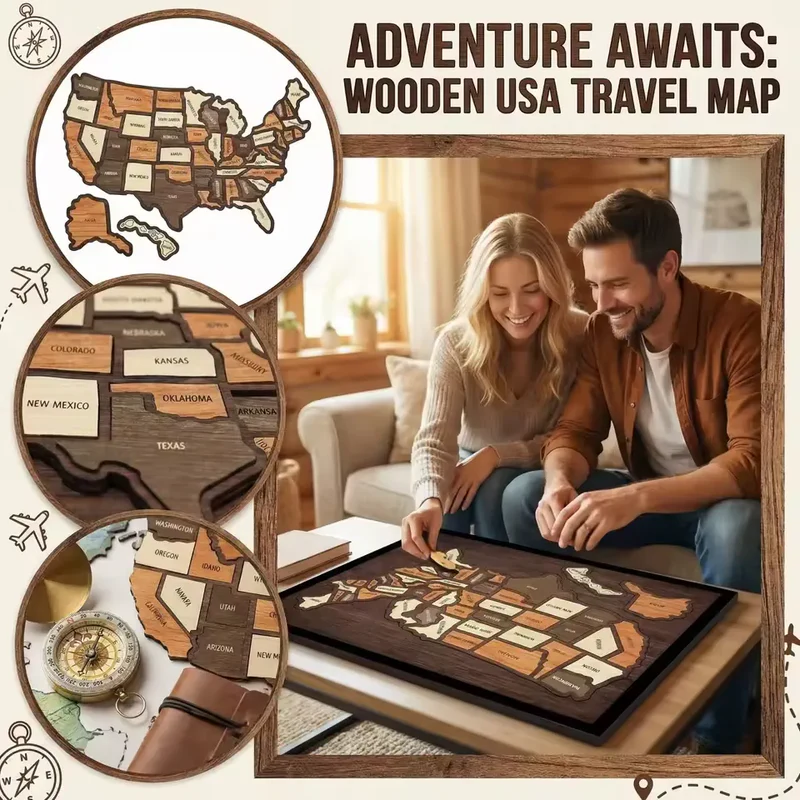 USA Wooden Travel Map Puzzle for Adventure Lovers (2026)