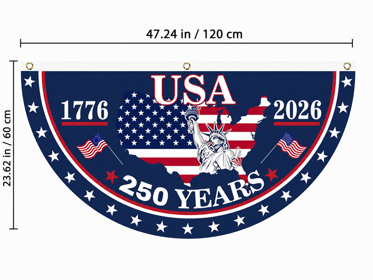 🗽USA 250th Anniversary Flag Half Round Banner🦅