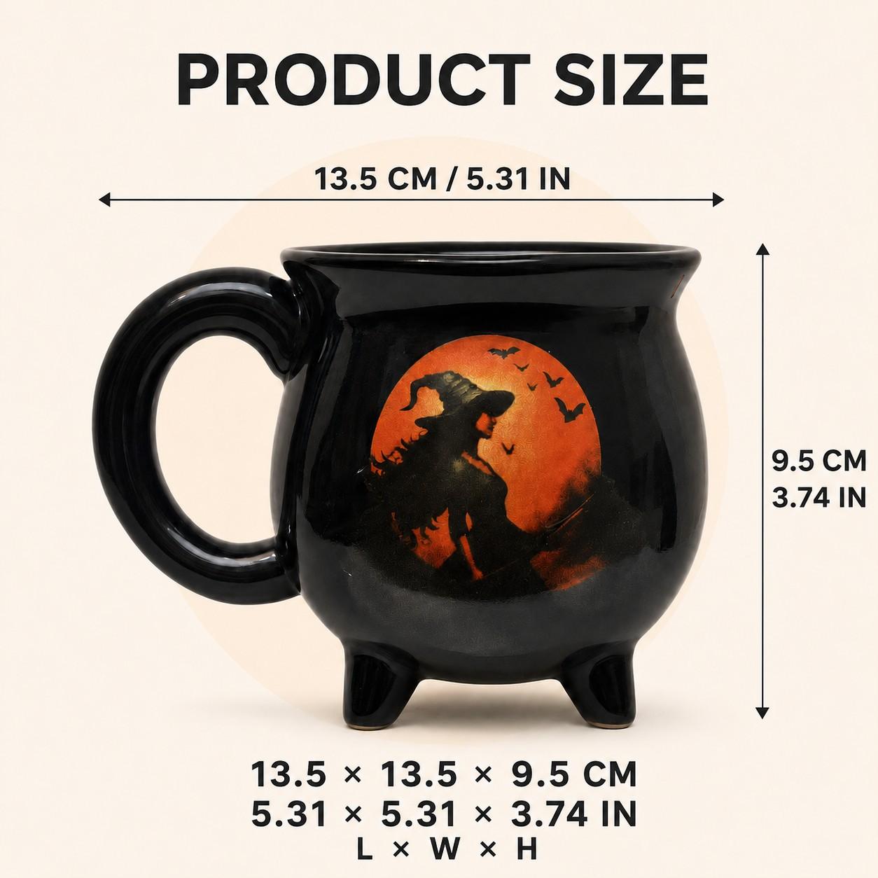 Moonlit Witch Cauldron Cup, Gothic Spooky Halloween Gift for Female Friends, Unique and Stylish Design, Perfect for Celebrations and Parties