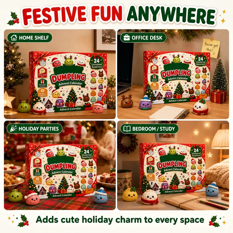 24-Day Dumpling Squishy Toy Countdown Calendar with Glitter Squeeze Toys