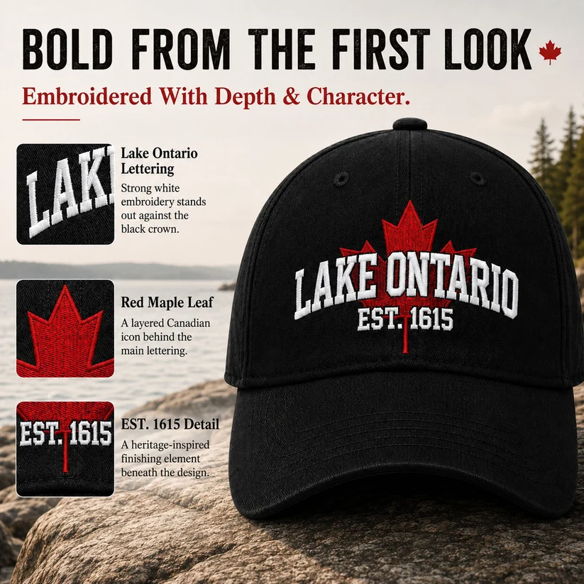 🍁Lake Ontario Forever – Heritage Embroidered Cap (🧢100% Cotton)