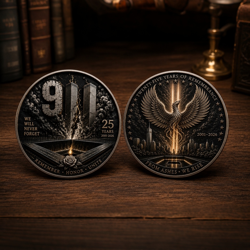 9/11 25th Anniversary Commemorative Coin🕯️ – Never Forget Memorial Collectible (2001–2026)