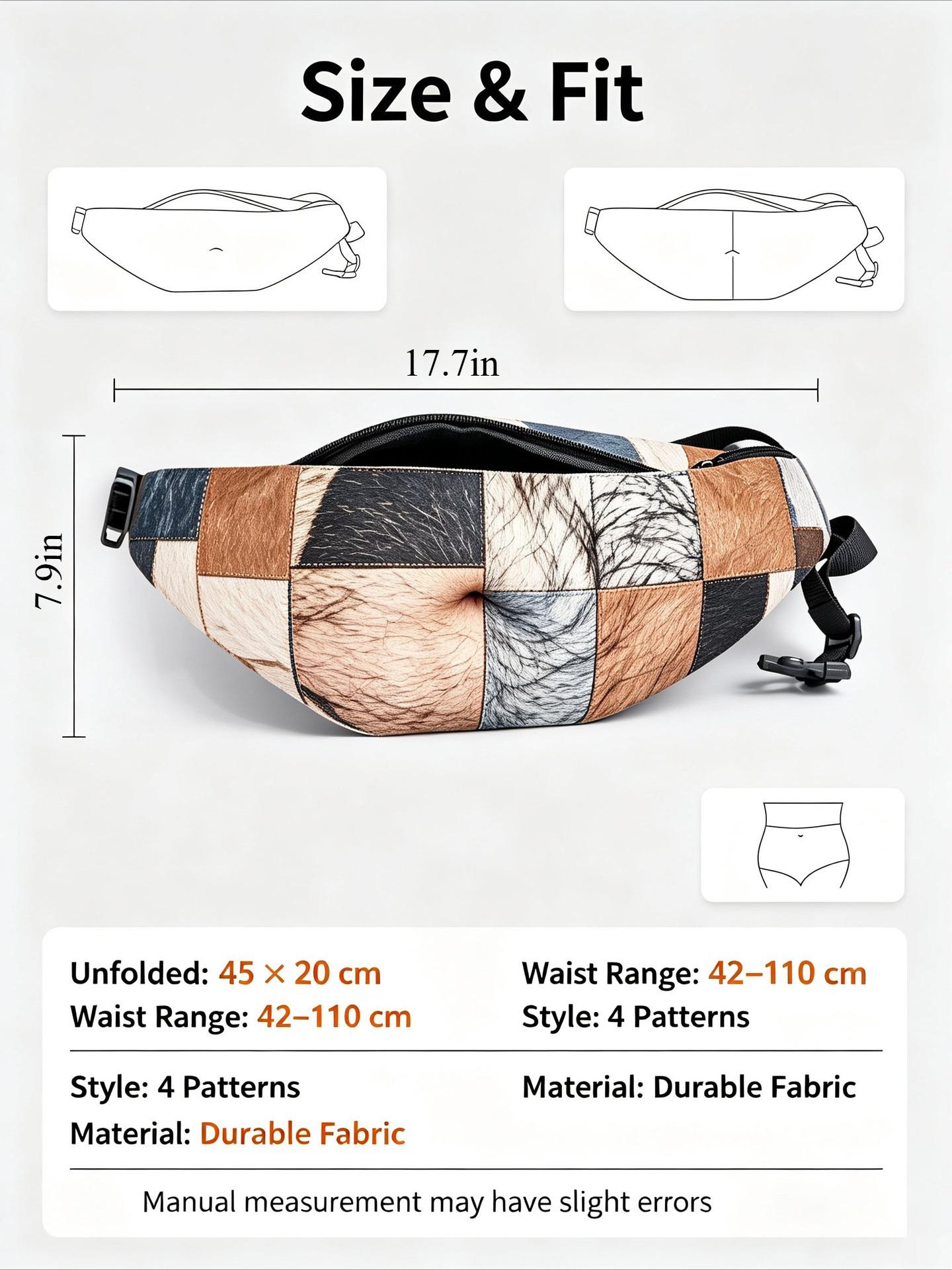 Belly Fanny Pack Gag Gifts Funny Adult Birthday Gifts for Men Women, Dad Gifts for Dad Husband from Daughter Son Wife, Hairy Beer Belly Button Waist Bag Boss Day Gifts