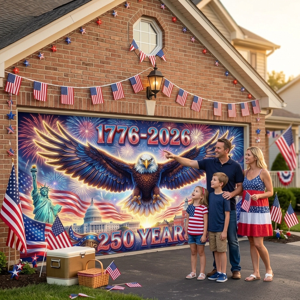 🔥Last Day 49% OFF - Freedom 250 | Limited Edition Patriotic Garage Door Cover