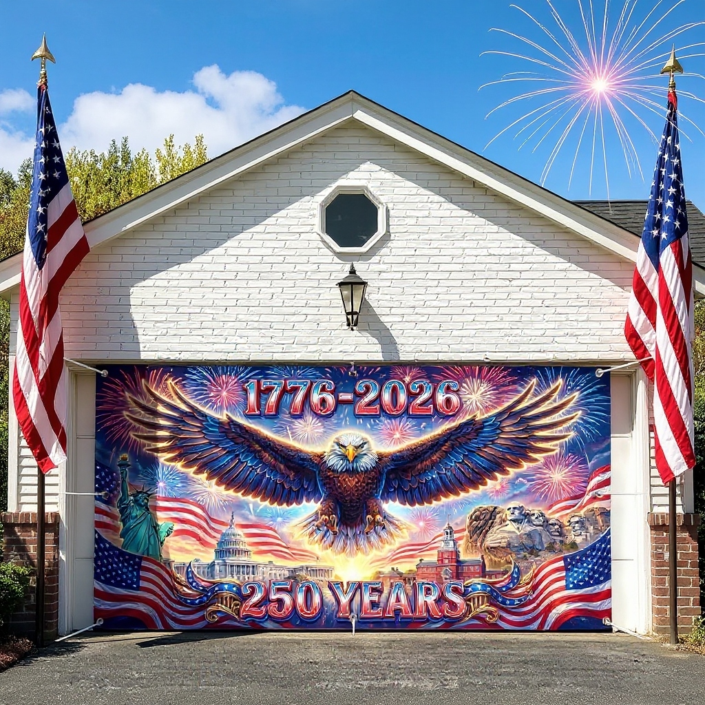 🔥Last Day 49% OFF - Freedom 250 | Limited Edition Patriotic Garage Door Cover