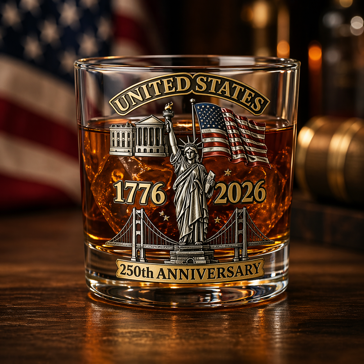 US Celebrate Freedom in Every Sip 250th Anniversary Limited Edition Whiskey Glass