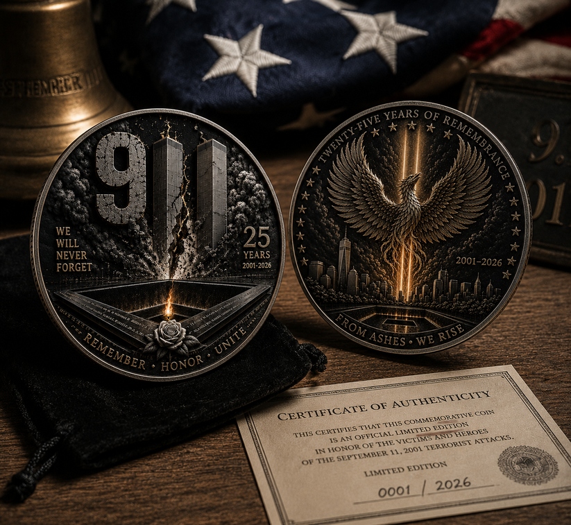 9/11 25th Anniversary Commemorative Coin🕯️ – Never Forget Memorial Collectible (2001–2026)