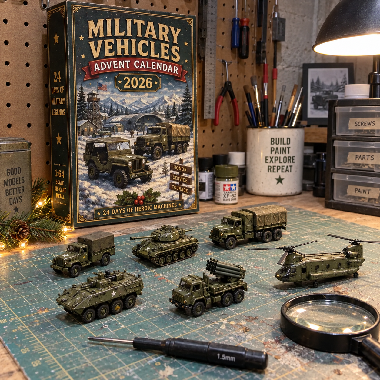 2026 Vehicle Advent Calendar Collection – 24 Days of Classic Machines, Trucks & Military Legends