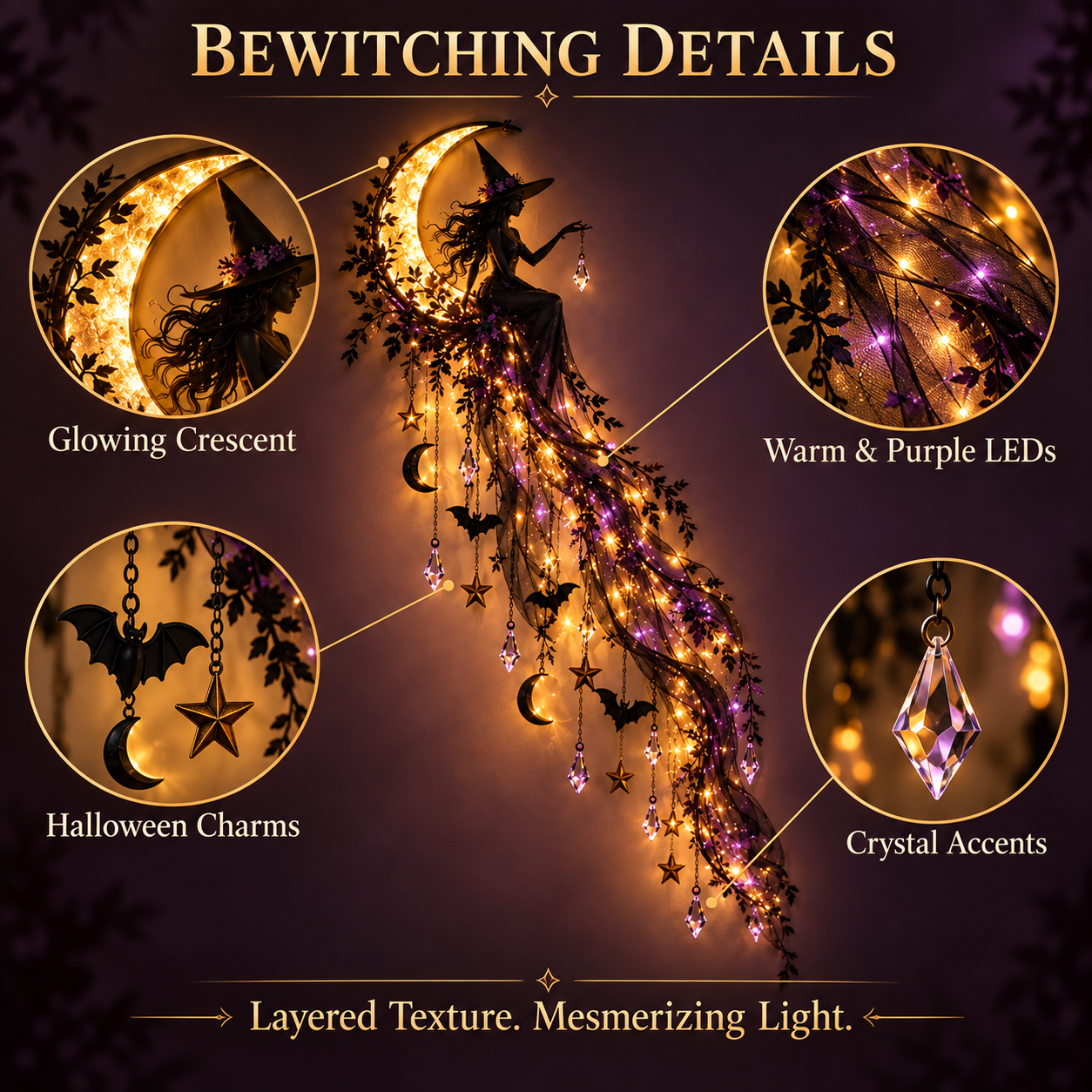 ✨Elegant Halloween Witch Cascade Wall Light✨