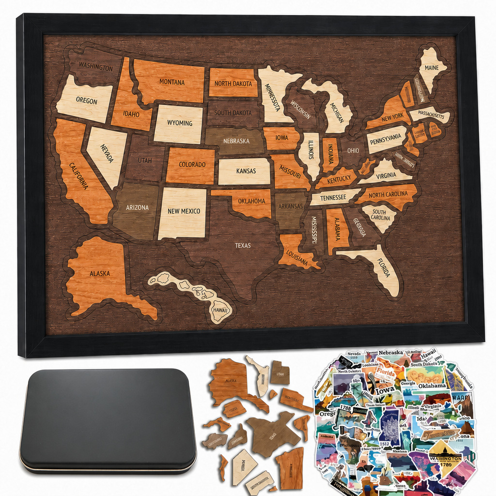 USA Wooden Travel Map Puzzle for Adventure Lovers (2026)