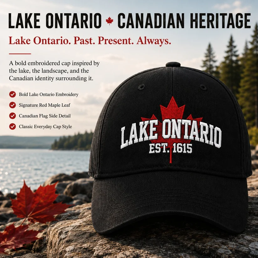 🍁Lake Ontario Forever – Heritage Embroidered Cap (🧢100% Cotton)