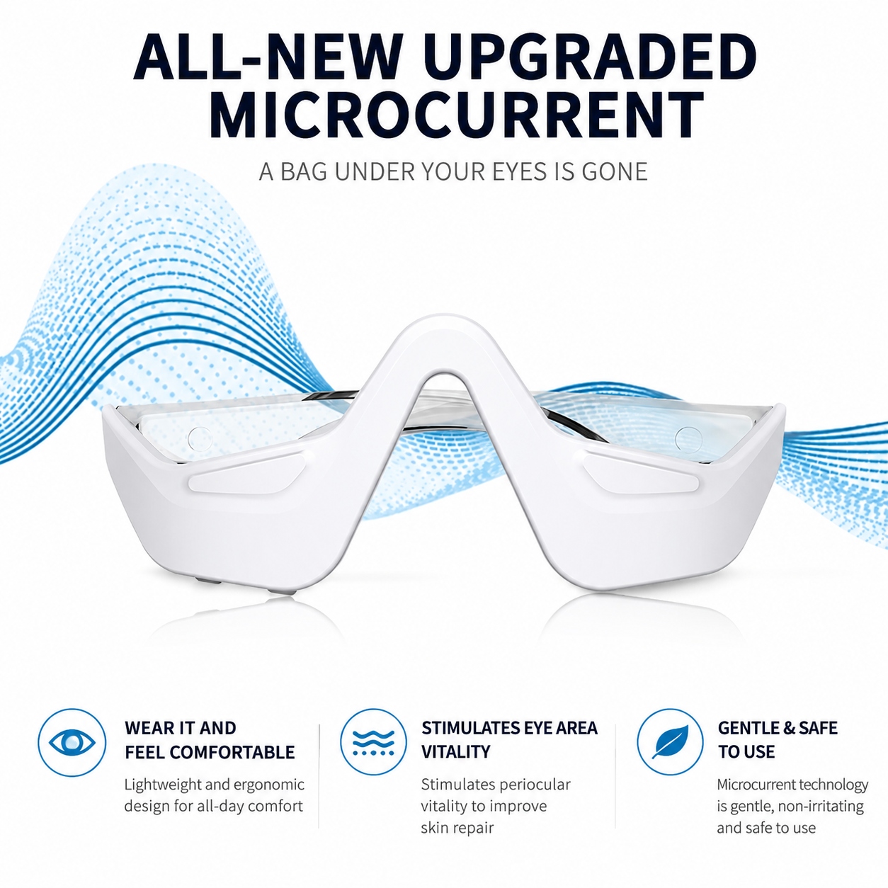 Microcurrent Red Light Eye Massager - 3D Contoured Eye Beauty Device for Dark Circles, Puffiness & Eye Strain Relief