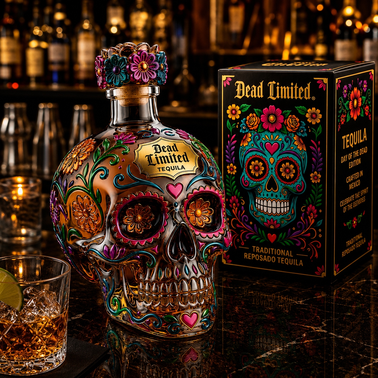 🔥Last Day 49% OFF 🔥 - 🍷Limited edition Day of the Dead tequila bottle🎁