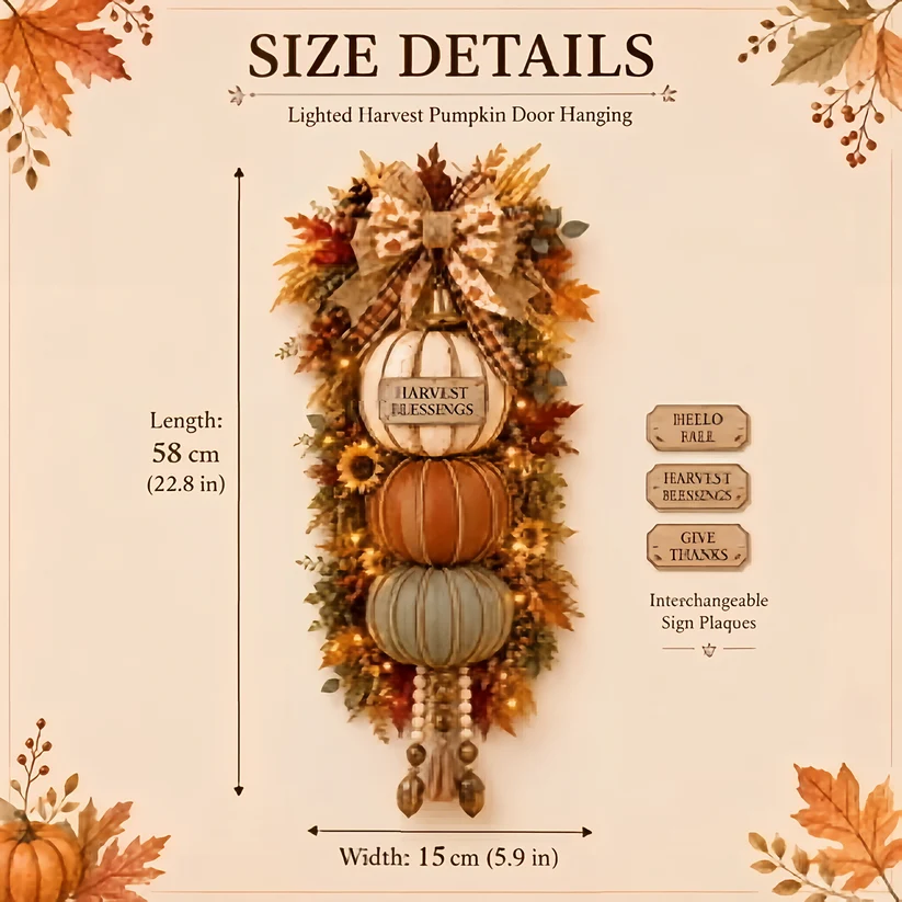 🌽Lighted Stacked Pumpkin Fall Door Decor🎃
