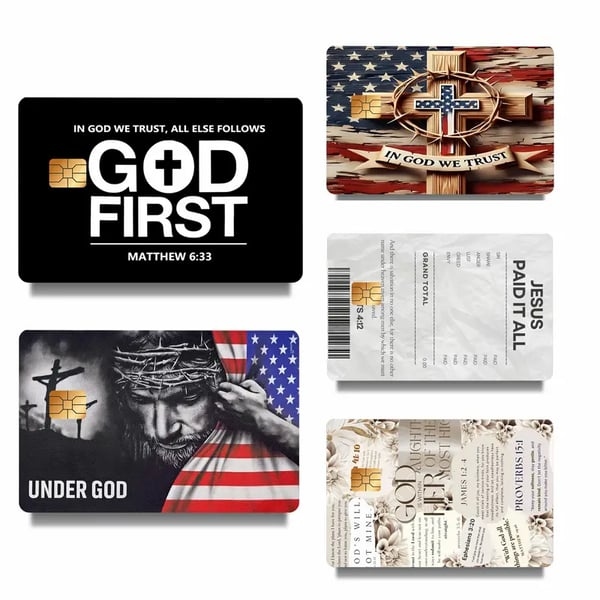 🔥Last Day 49% OFF - 💳✝️ Faith & Patriot Card Sticker Set – Inspirational Credit Card Stickers with Cross & Scripture Designs