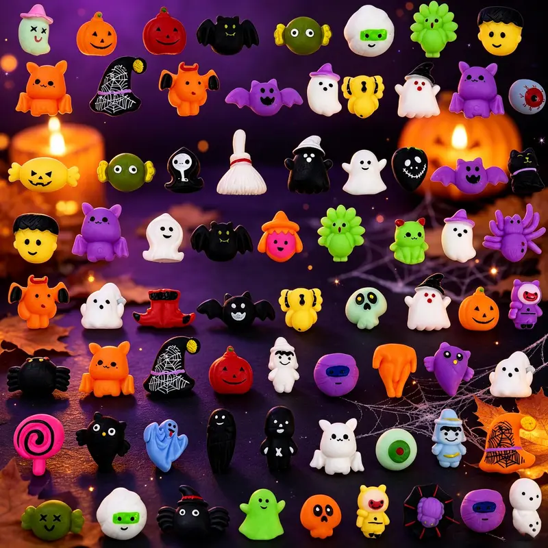50PCS Halloween Mochi Squishy Toys for Party Favors & Spooky Fun 🎃