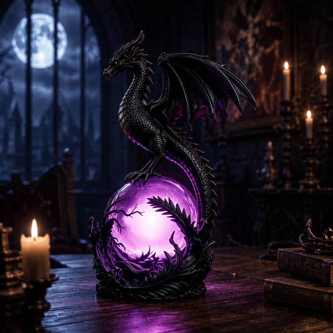 🔮Gothic Dragon LED Crystal Ball Lamp for Dark Aesthetic Decor