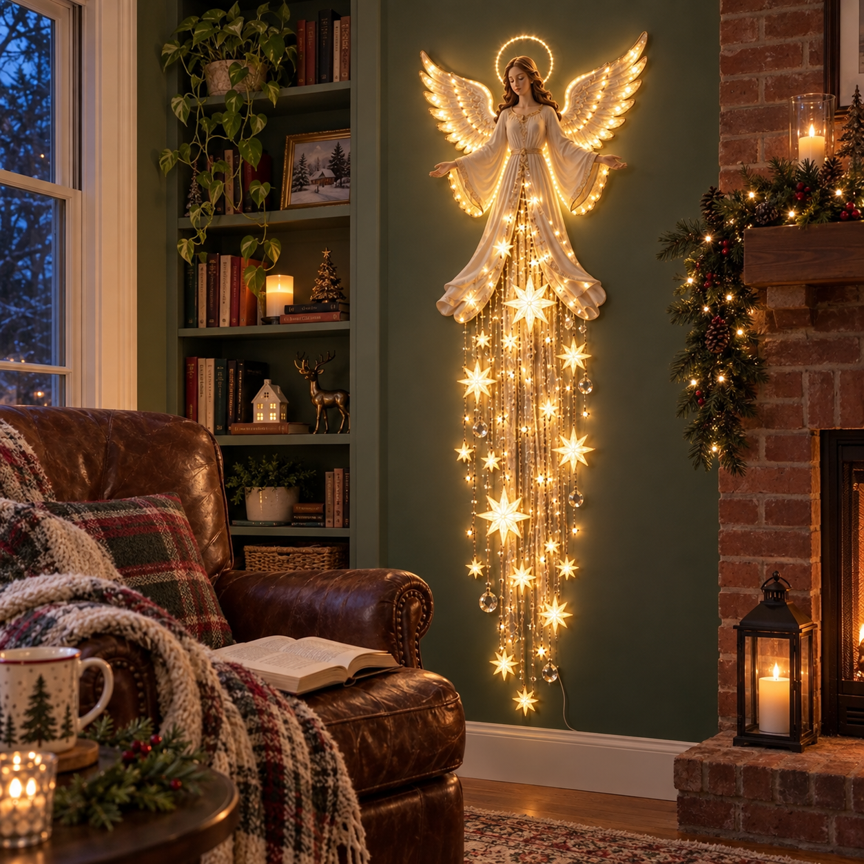 Angel Blessing Starfall Wall Light – Heavenly Christmas Wall Decor