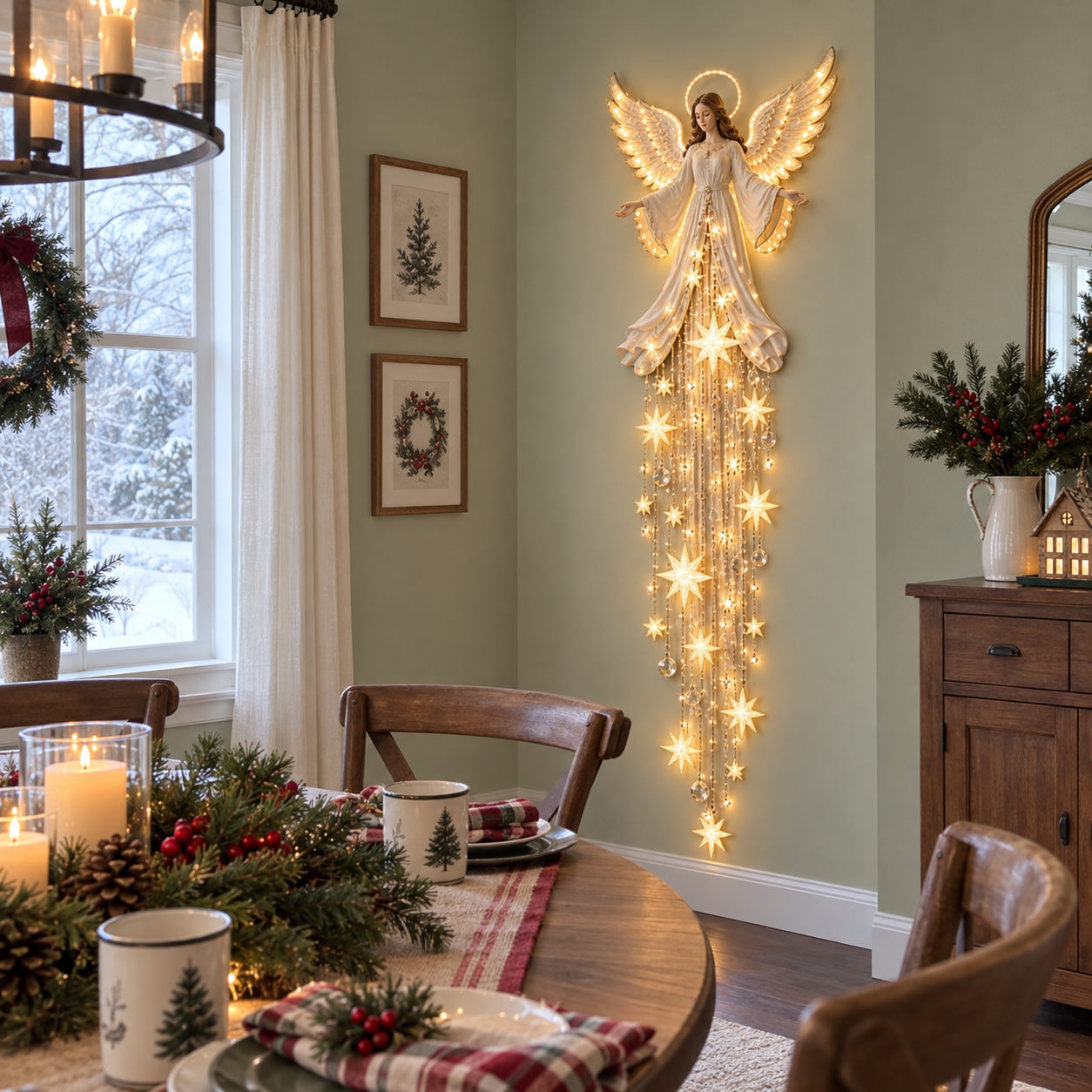 Angel Blessing Starfall Wall Light – Heavenly Christmas Wall Decor