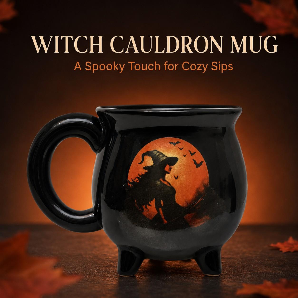 Moonlit Witch Cauldron Cup, Gothic Spooky Halloween Gift for Female Friends, Unique and Stylish Design, Perfect for Celebrations and Parties