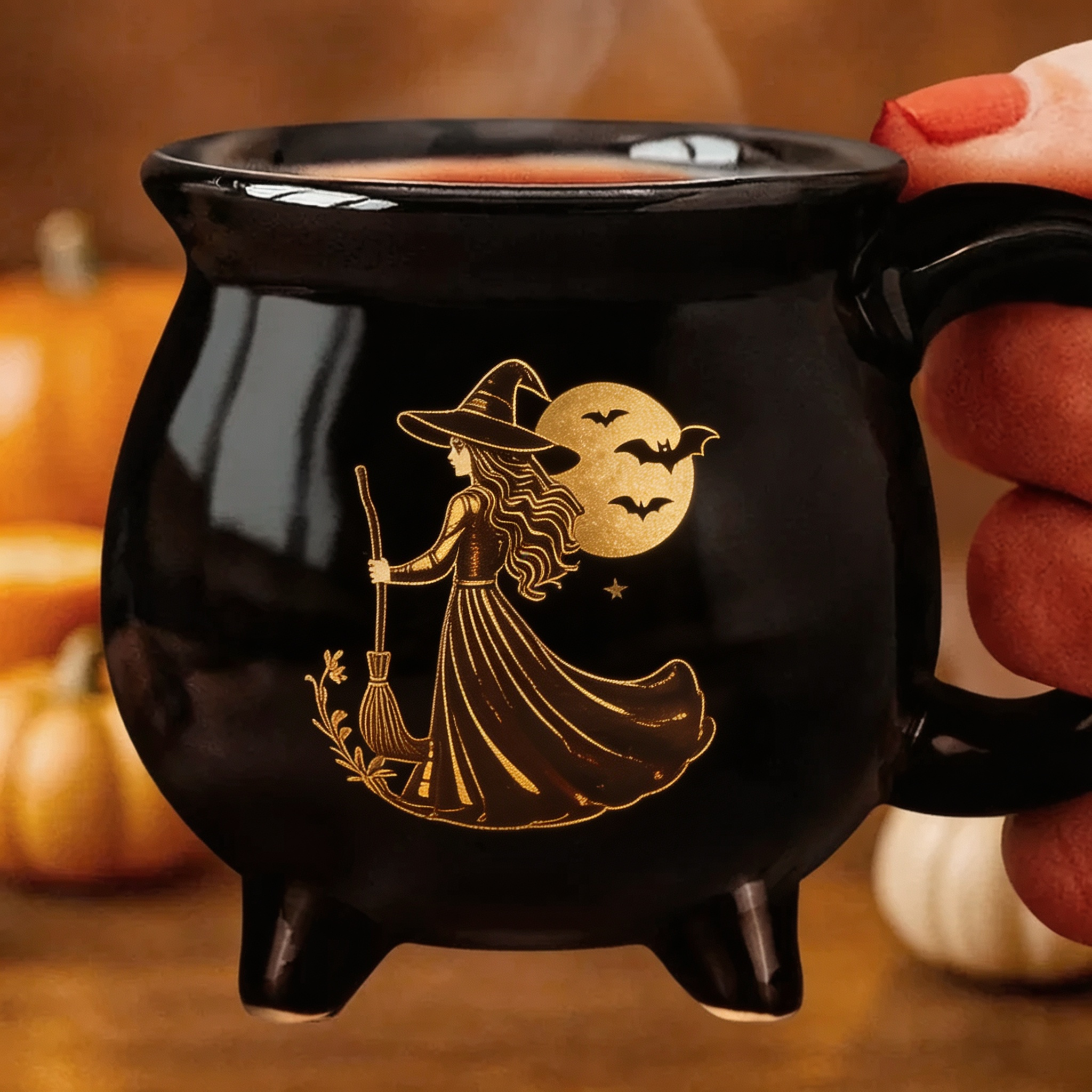 Custom Witch Cauldron Coffee Mug - Personalized Halloween Witchy Gifts For Besties, Sisters, BFF, Family, Yourself - Witching You A Wicked Brew