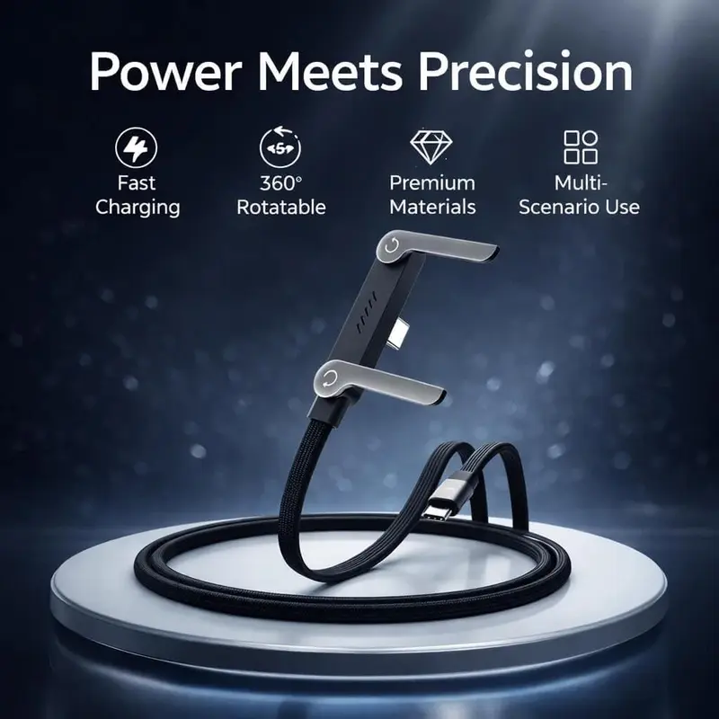 Fast-Charging Cable with Invisible Stand | USB-C & Lightning