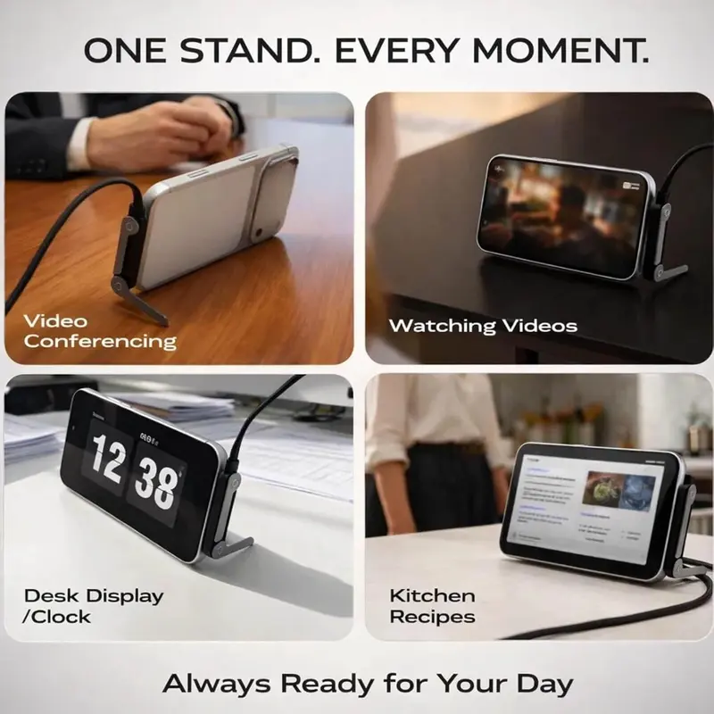 Fast-Charging Cable with Invisible Stand | USB-C & Lightning