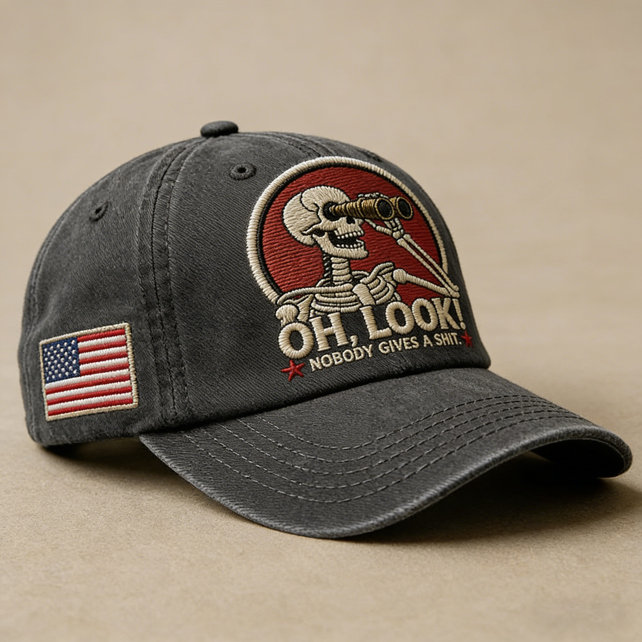🔥Limited Edition, Only 100 Sets Left! -💀 “Oh, Look! Nobody Gives a Shit.” Skeleton Scout Cap