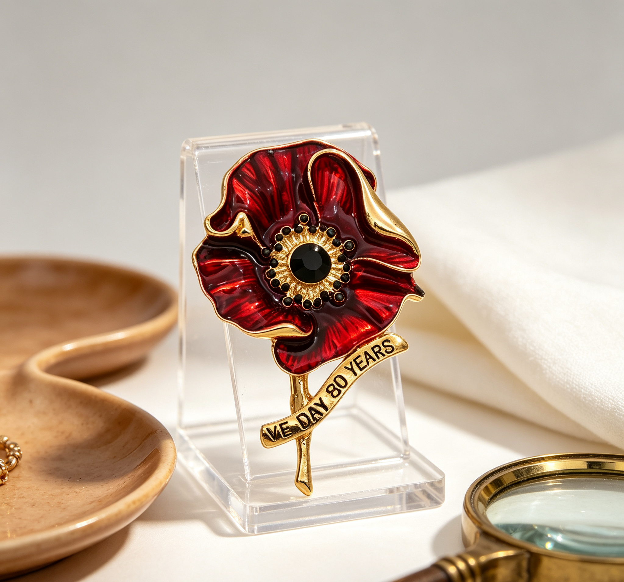 🌺 VE Day 80 Poppy Brooch | Limited Edition Anniversary Keepsake — 🎁 Limited-Time Offer