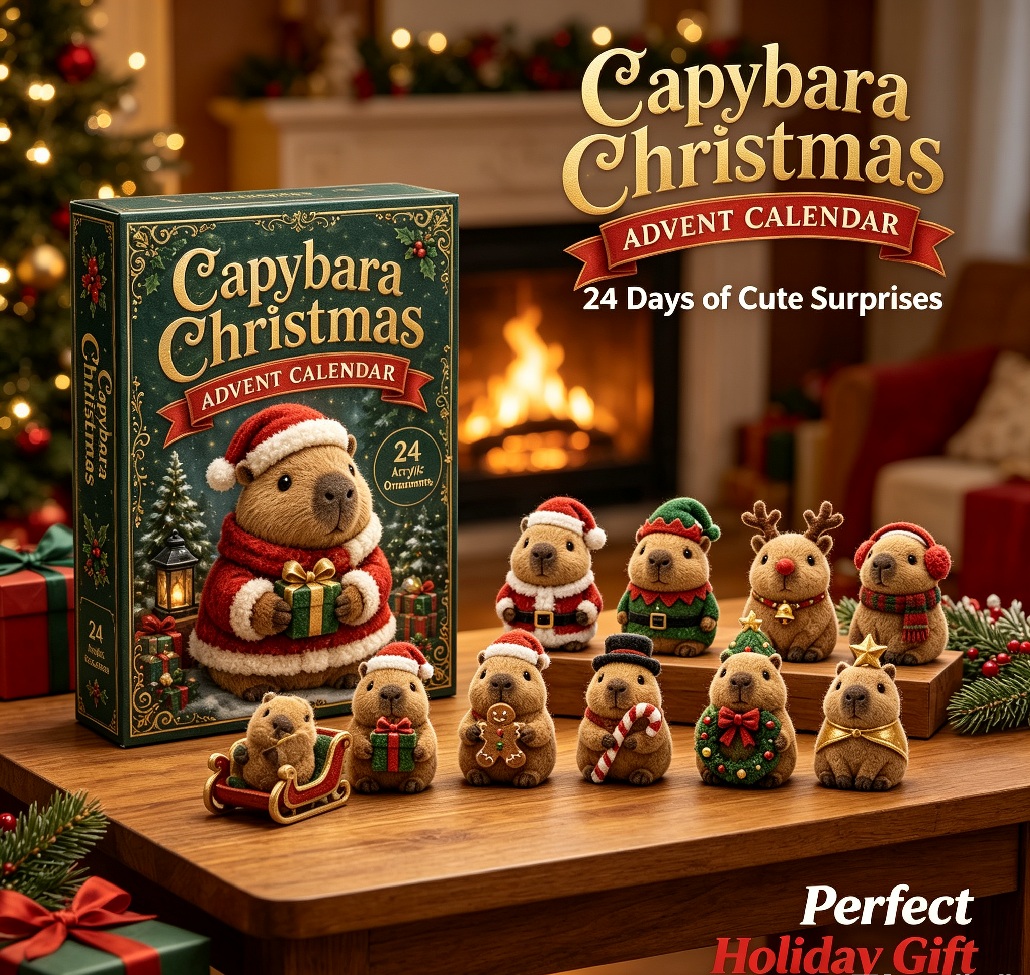 Capybara Christmas Advent Calendar 2026 - 24-Day Festive Countdown, Charms Blind Box - Gift For Capybara Lovers