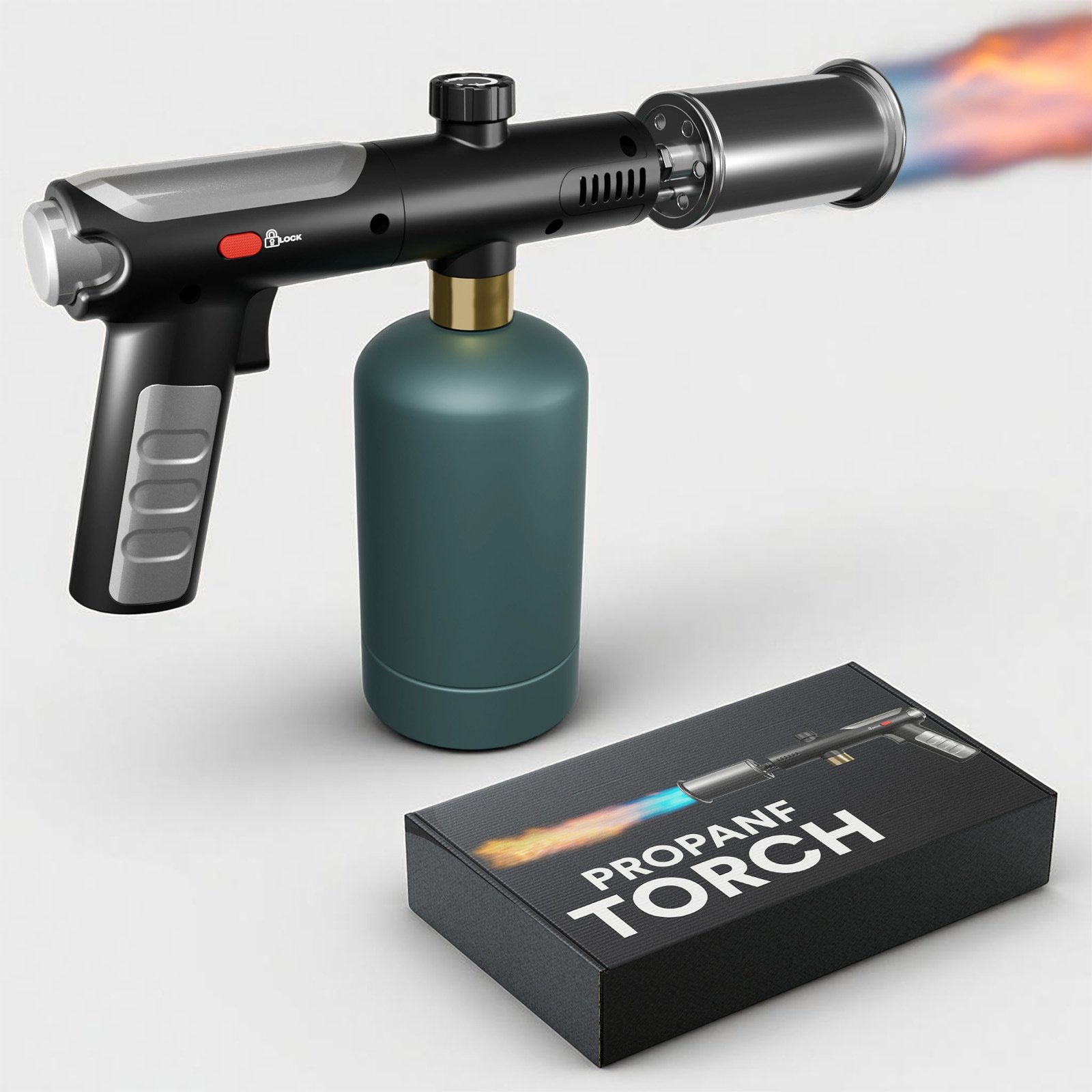 Powerful Propane Torch(Propane Tank Not Included),With One-Touch Max Fire Button and Safety Lock