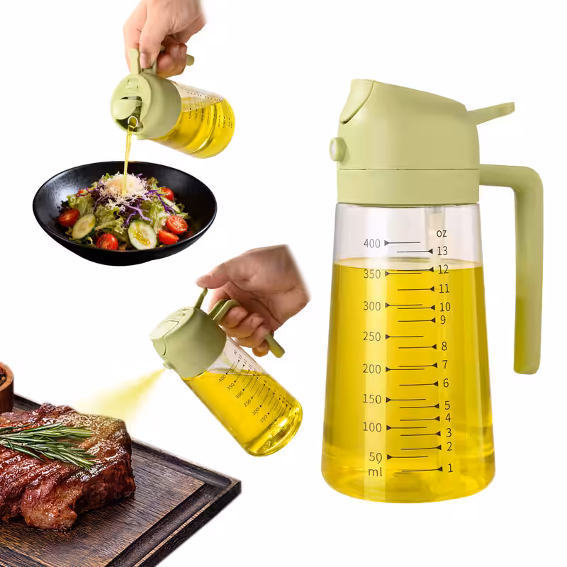2-in-1 Olive Oil Dispenser Bottle | Spray & Pour Kitchen Oil Bottle for Healthy Cooking
